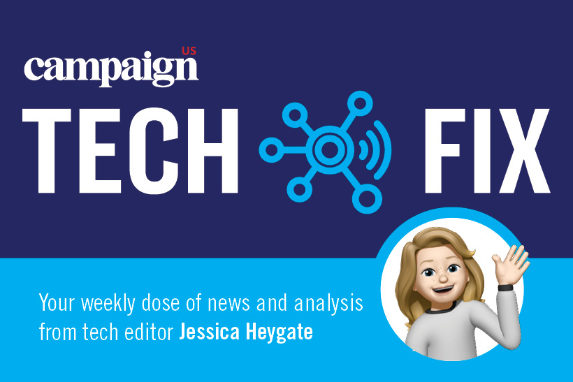 Campaign US Tech Fix wordmark with Memoji of Jessica Haygate