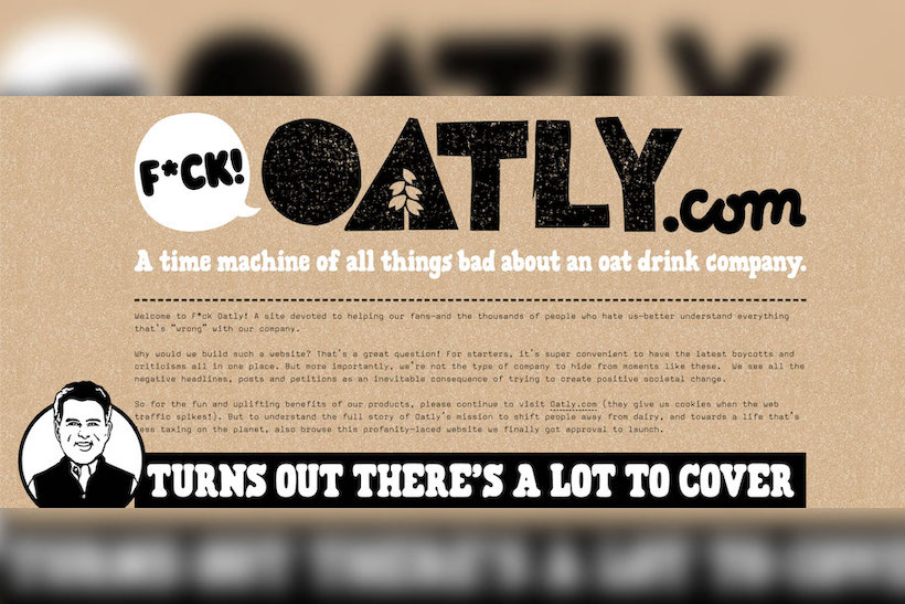 Screen shot of Fck Oatly website