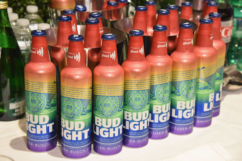 A view of rainbow bottles of Bud Light during the 30th Annual GLAAD Media Awards New York