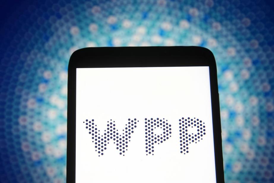 The WPP logo on a smartphone screen