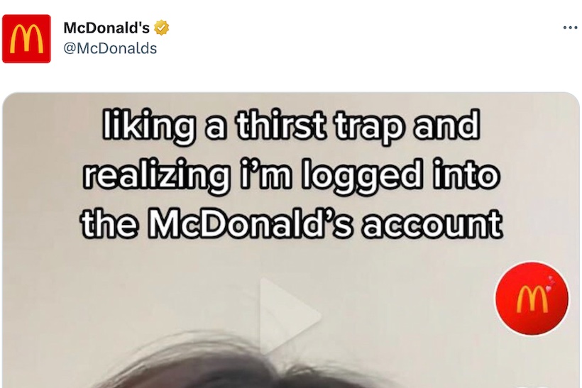 Screen shot of McDonald's Twitter account